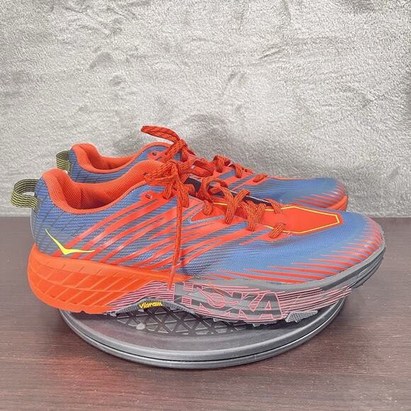 Hoka One One Speedgoat 4 Men's Size US 12 Red Blue Trail-Running Sneakers - Picture 1 of 10